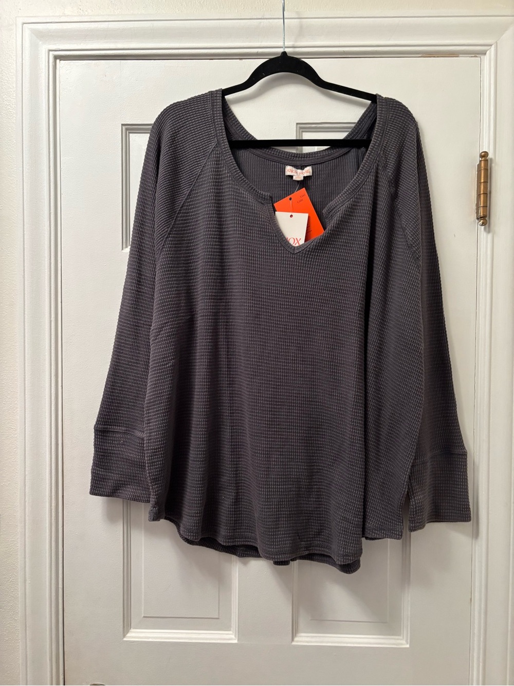 Knox Rose Gray Ribbed Long Sleeve Top
4X